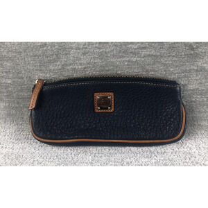 Dooney & Bourke Navy Pebble Leather Case Wallet Cosmetics Zippered